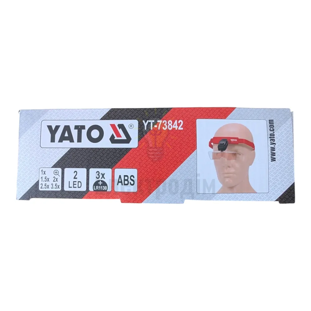 Лінза на голову з підсвіткою YATO: 2 LED, 5шт.з кратністю:1х, 1.5х, 2х, 2.5х, 3.5х YT-73842  - фото 2