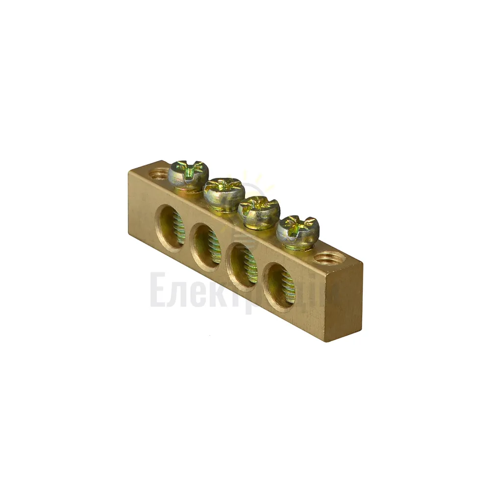 Шина нульова АСКО 6x9 мм 4 отвори бруском A0150120063 
