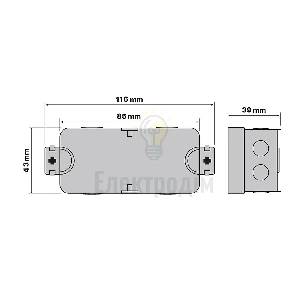 Коробка розподільча СКІМ K45B 85х43х39 чорна IP44 B1102005  - фото 2