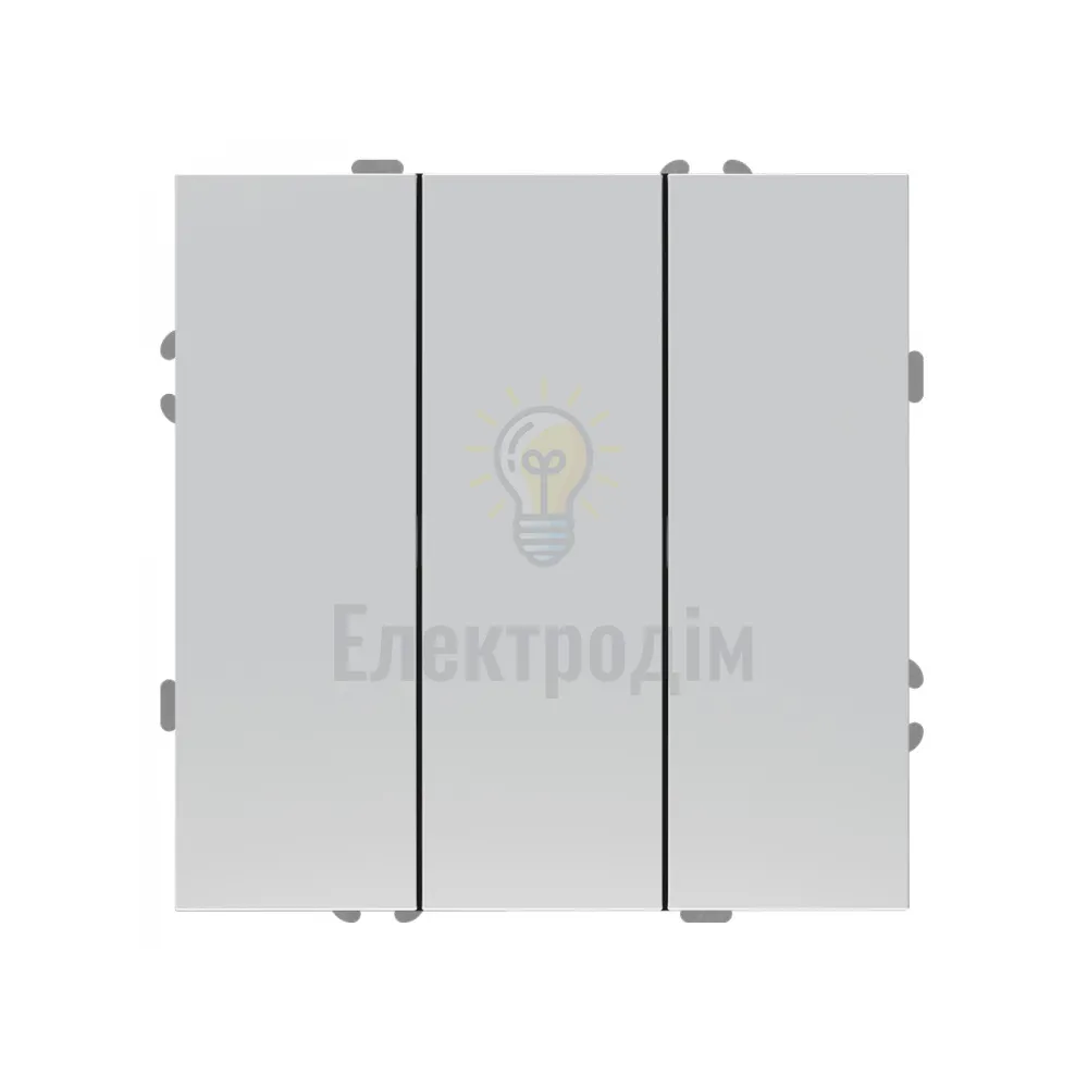 EV113-S вимикач 3-кл., механізм срібло 10А Soft 80791  - фото 1