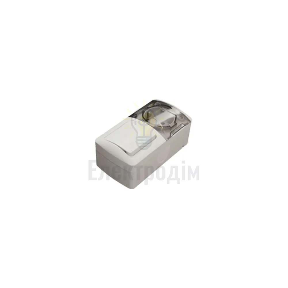 Вимикач EL-BI EVA 2-ий + Розетка з заземленням з кришкою світло-сірий IP54 554-011500-922  - фото 1