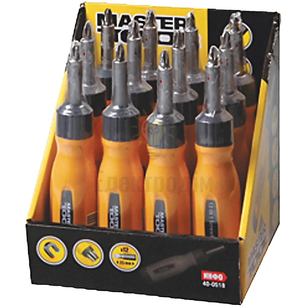 Викрутка Набори Викрутка з тріскачкою Mastertool + 12 насадок 40-0518 
