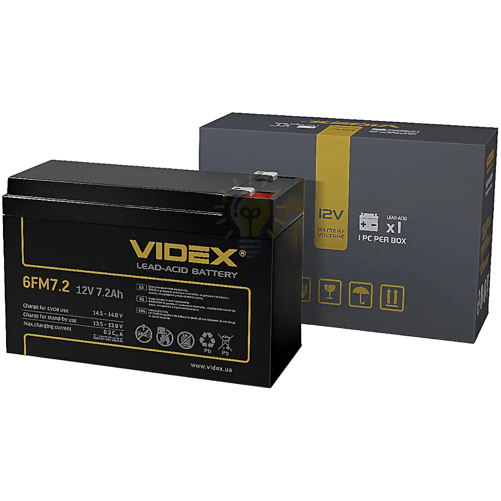 Акумулятор свинцево-кислотний 12V/7Ah Videx 6FM7.2 