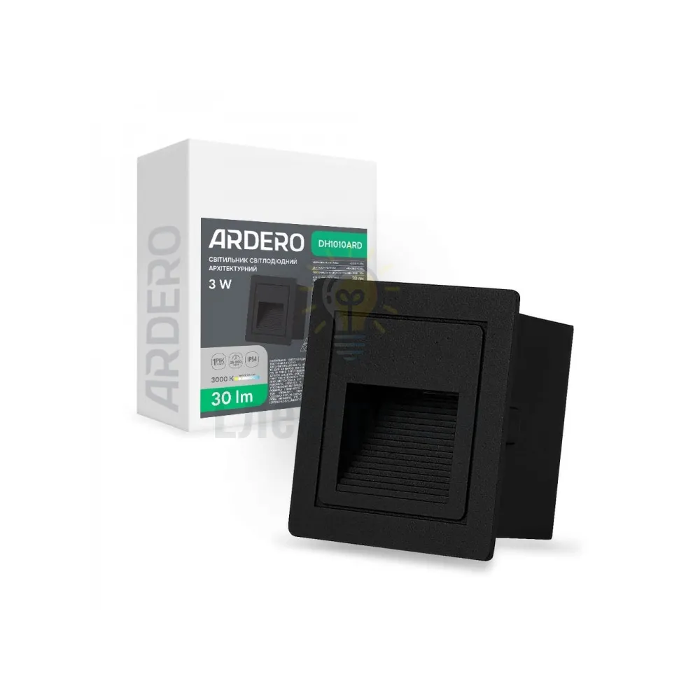 DH1010ARD 230V 3W 30Lm 3000K квадрат 85*85*49mm чорний IP54 80675 