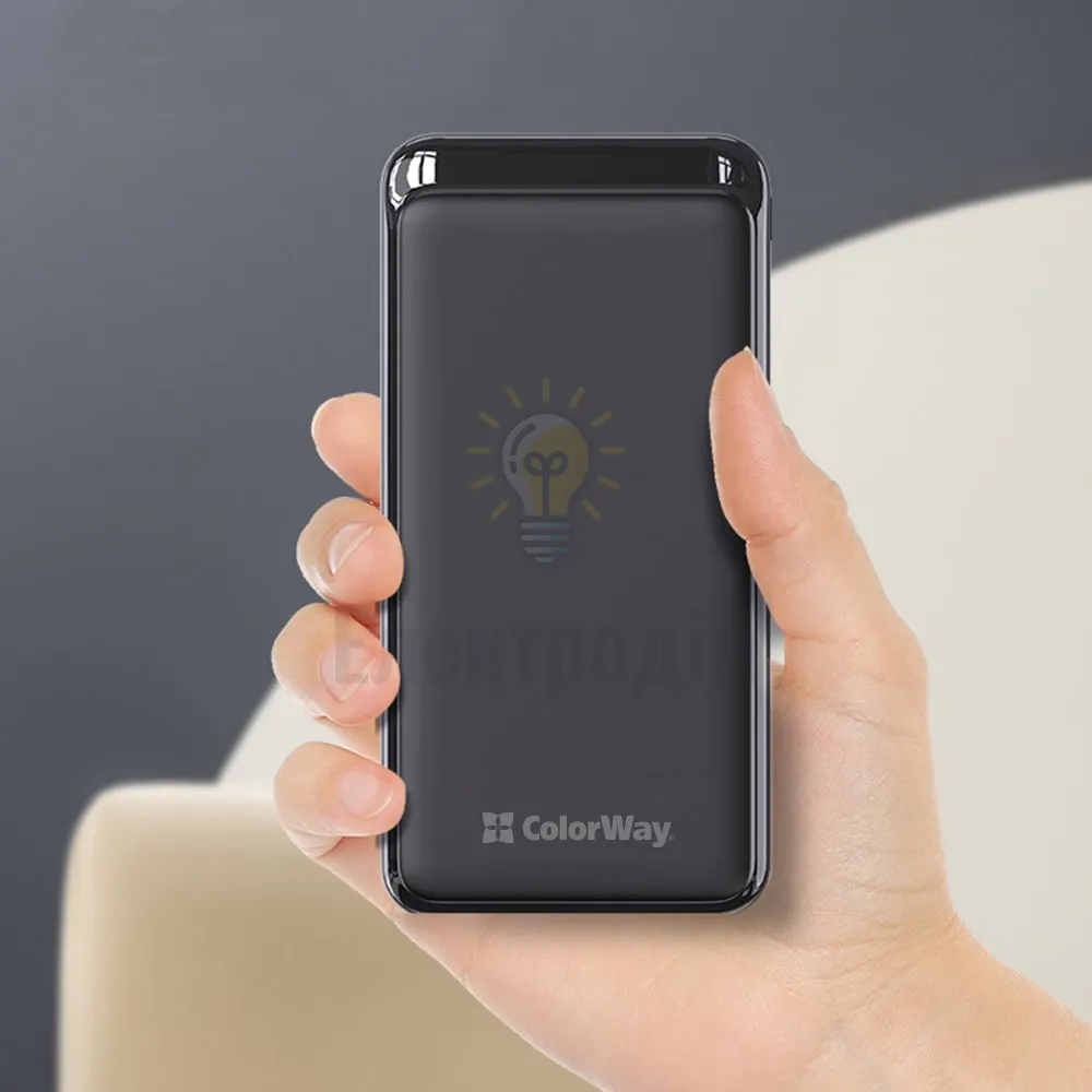 Павербанк 20000 mAh ColorWay CW-PB200LPG3BK-PD 20W QC+PD slim чорний CW-PB200LPG3BK-PD  - фото 2