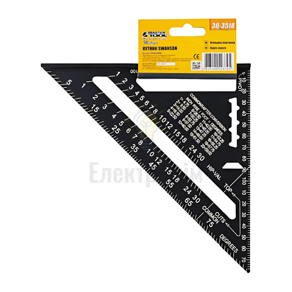 Кутник тесляра MASTERTOOL SWANSON 180 мм алюмінієвий 30-3518 