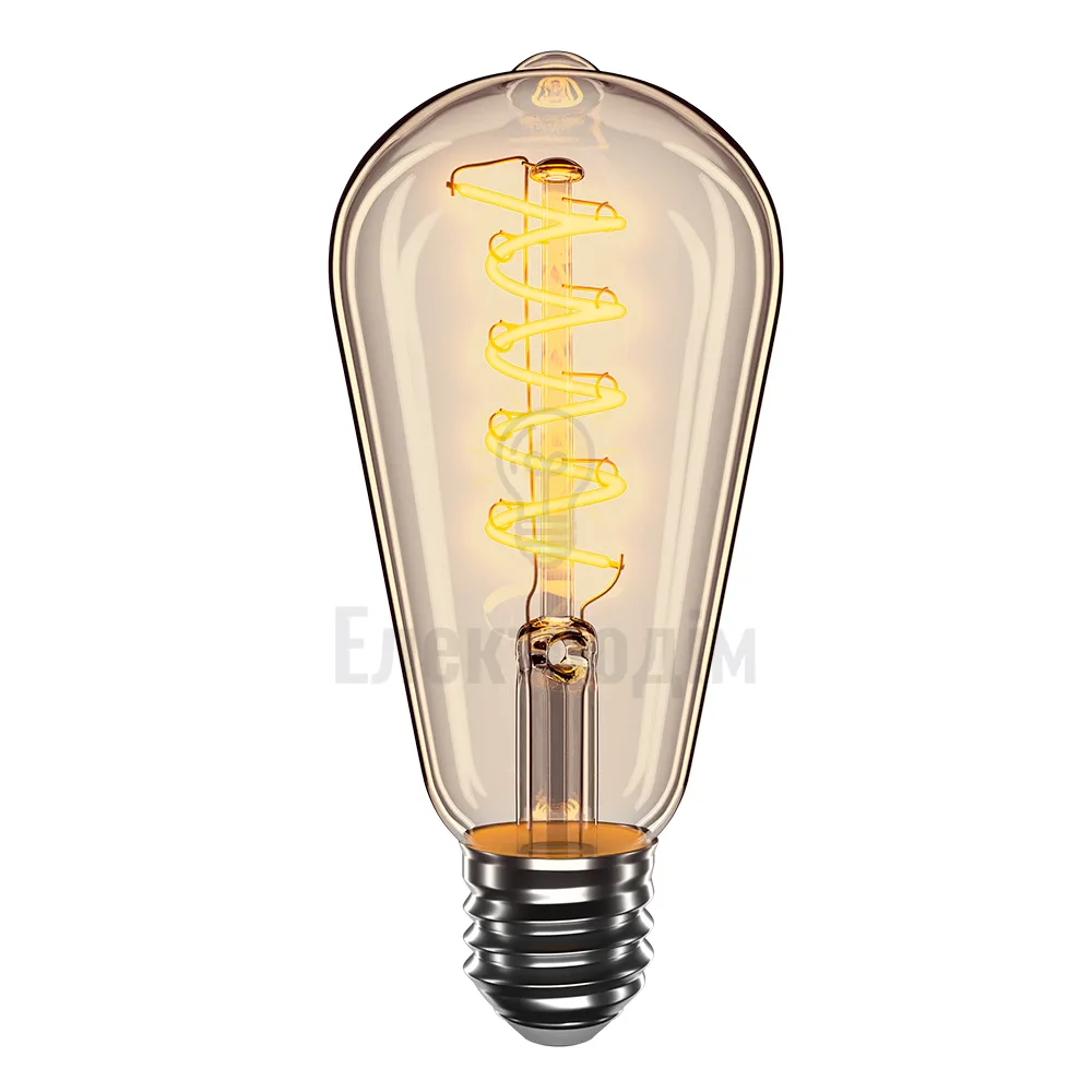 LED лампа VELMAX V-Filament-Amber-ST64-Спіраль-V, 4W, E27, 2700K, 300Lm 21-43-51 