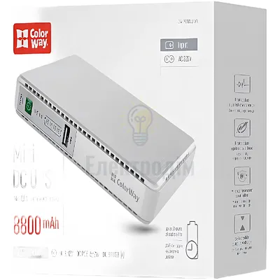 Джерело безперебійного живлення для роутера 8800mAh 21W DC:5V/9V/12V/24V ColorWay CW-PB088LI1WT — купити в Електродім