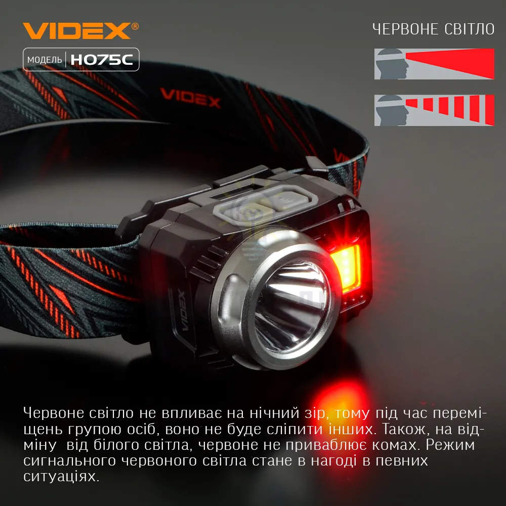Налобний світлодіодний ліхтарик VIDEX 550Lm 5000K VLF-H075C  - фото 3