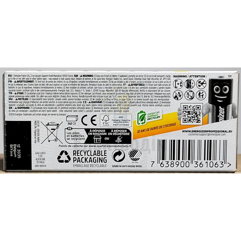 Energizer LR03 E92 Industrial AАA/P10/P12 98007  - фото 2