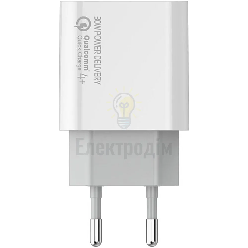 Зарядний пристрій мережевий Type-C 30W білий ColorWay CW-CHS038PD-WT 