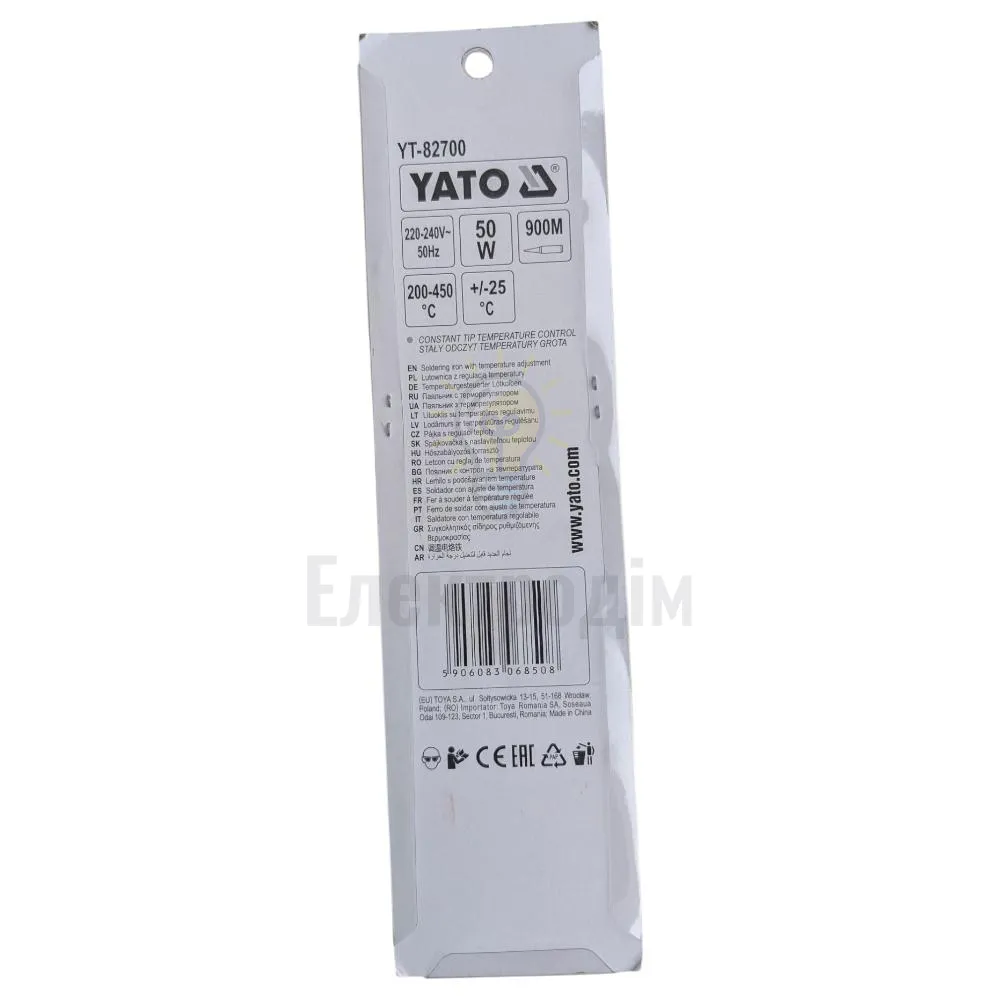YATO Паяльник 900М 50 Вт с регулировкой температуры YATO, 200-450°С YT-82700  - фото 2