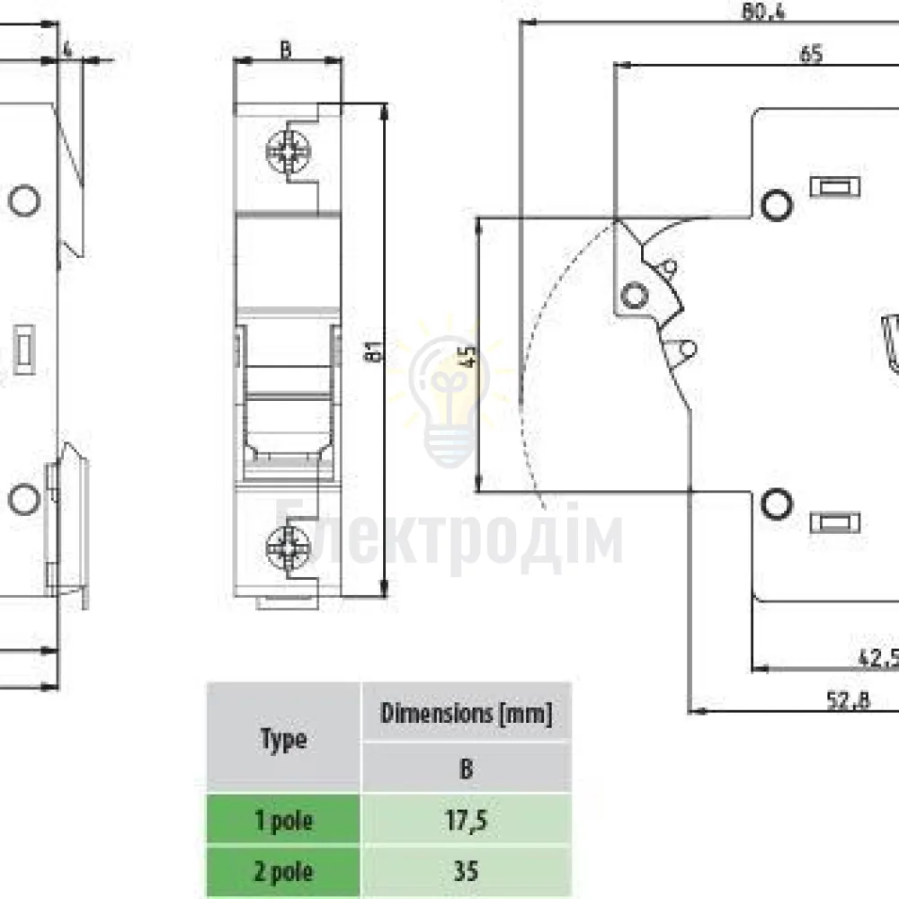Тримач EFH 10 1P 25A 1000V DC 2540201  - фото 1