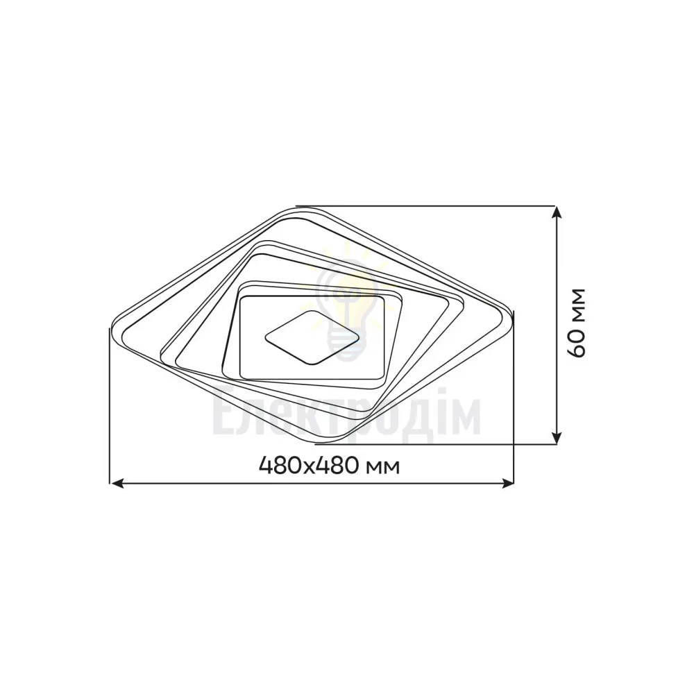 AL6112ARD 90W квадрат 8100Lm 3000K-6500K 480*480*60mm OMEGA 80042  - фото 2