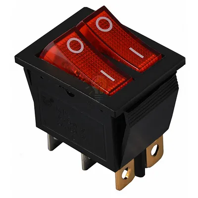 Перемикач KCD2-2101N R/B 220V 2 клав. червоний з підсвічуванням  АСКО A0140040109 — купити в Електродім
