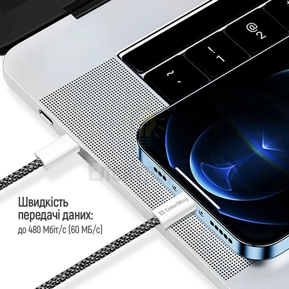 Кабель USB PD Type-C/Type-C ColorWay CW-CBPDCC061-BK 3,0A 60W 1м чорний CW-CBPDCC061-BK  - фото 5