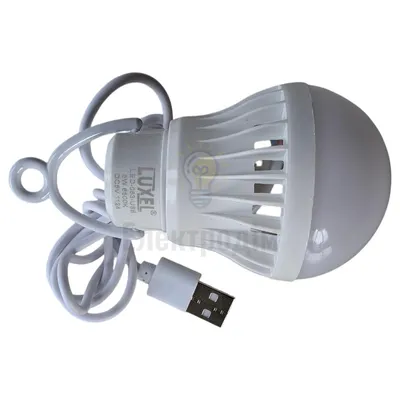 LUXEL Лампа LED автономна Лампа LED А60 5w USB 6500K 063-USB — купити в Електродім