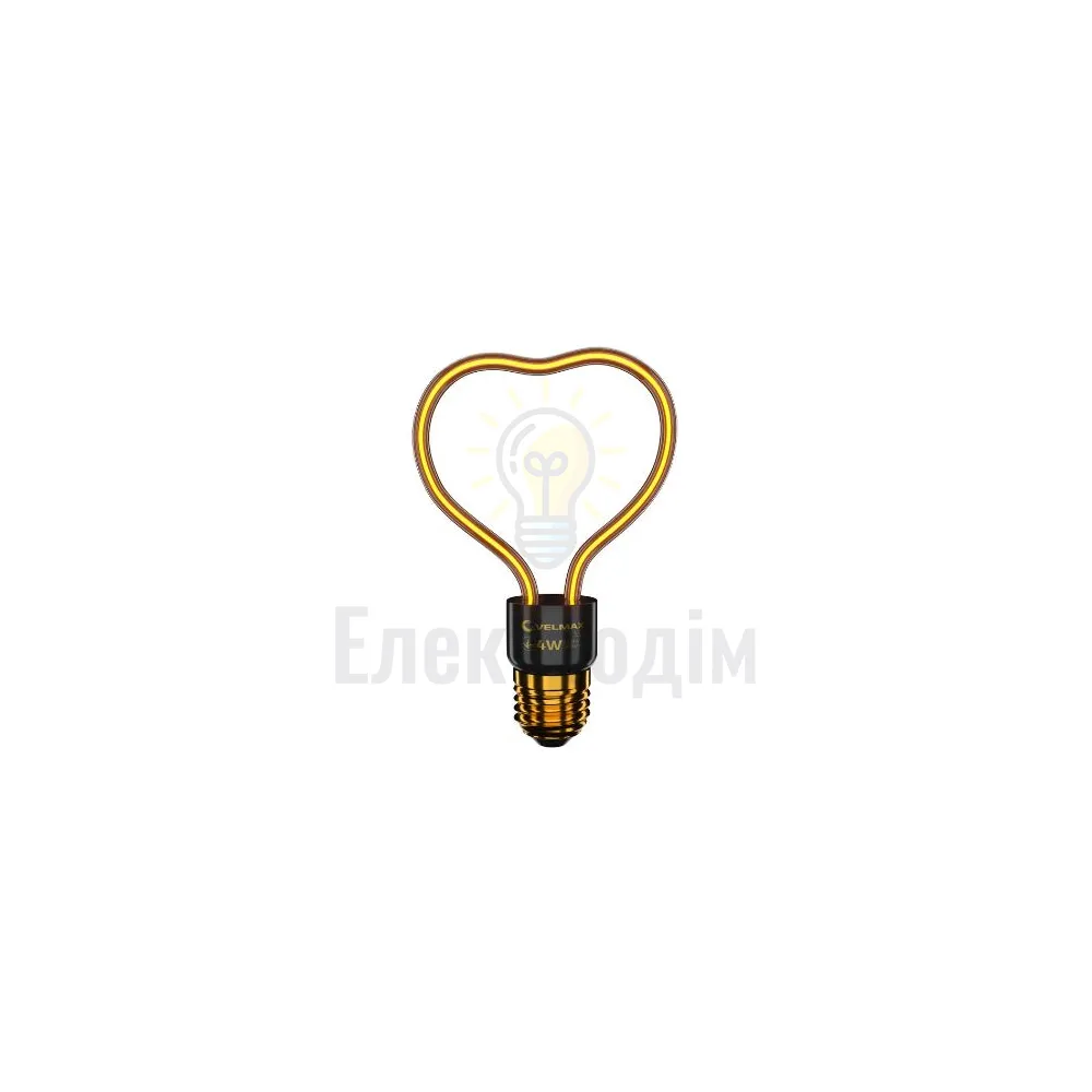 LED лампа VELMAX V-Filament-Decor-Серце, 4W, E27, 2700K, 260Lm 21-48-12 
