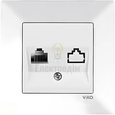 Розетка комп`ютерна 1-на  Viko Meridian біла 90970032-WH — купити в Електродім