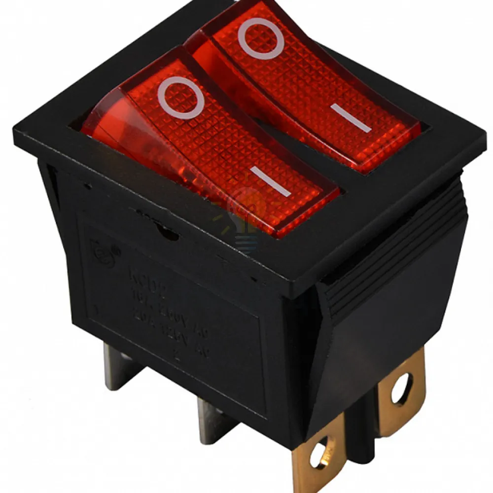 Перемикач KCD2-2101N R/B 220V 2 клав. червоний з підсвічуванням  АСКО A0140040109 