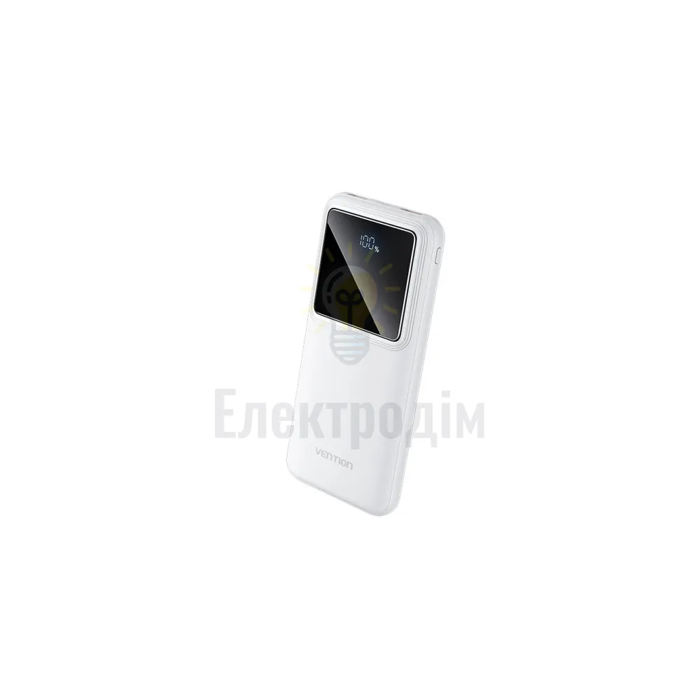 Зовнішній акумулятор Vention 10000mAh Power Bank (Micro-USB + USB-C + USB-A + USB-A) 22.5W White LED Display Type FHKW0 