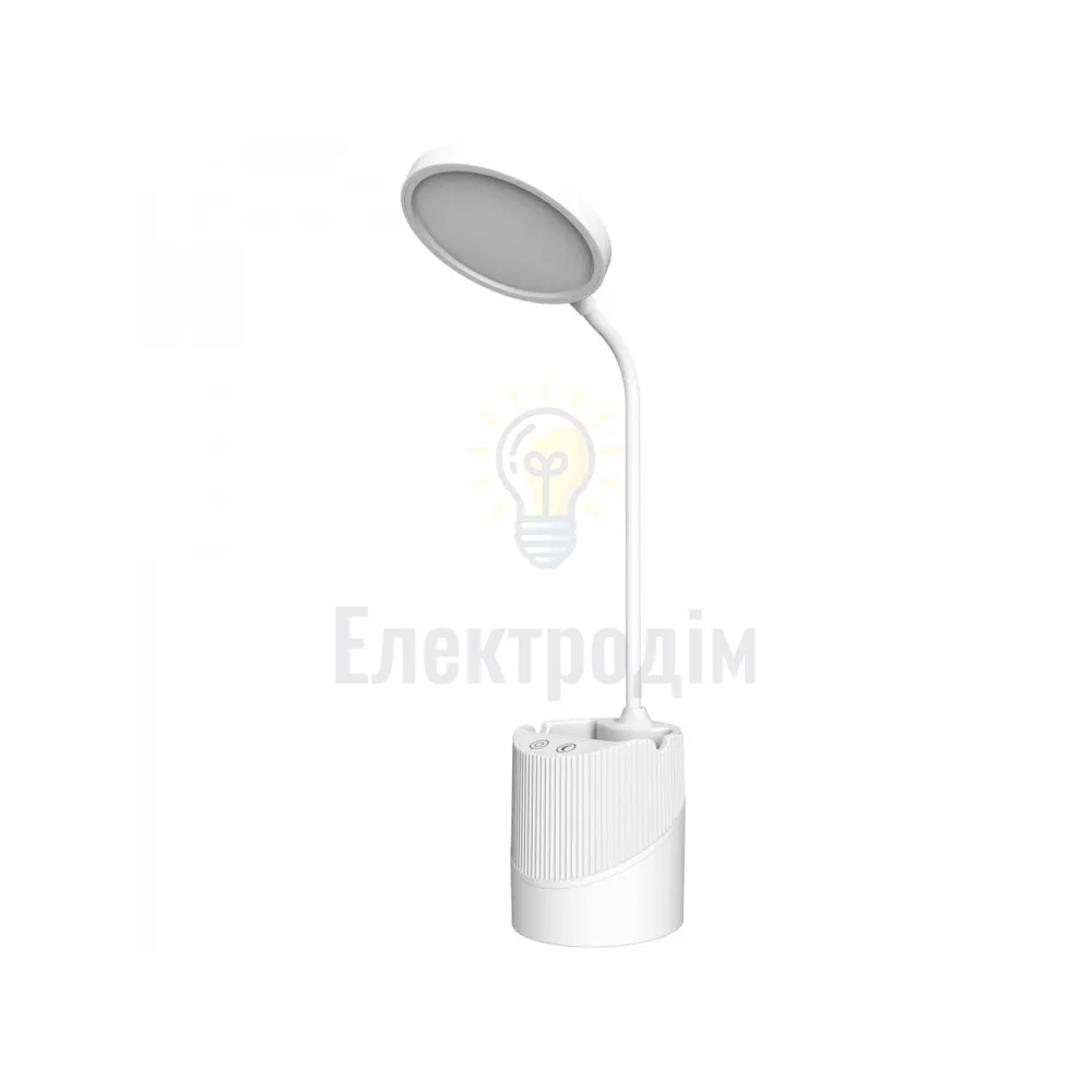 DE1740ARD настільний світильник білий 5W 5000K 240LM , акум. 1200mA, (40.8*8.8*10cm) IP20 80463  - фото 2