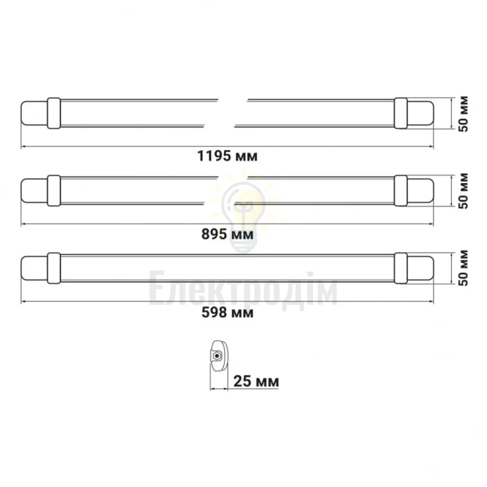 AL7003-2 30W, AC180-240V 1200*53*35mm 50/60Hz IP65 із мережевим шнуром 80900  - фото 2