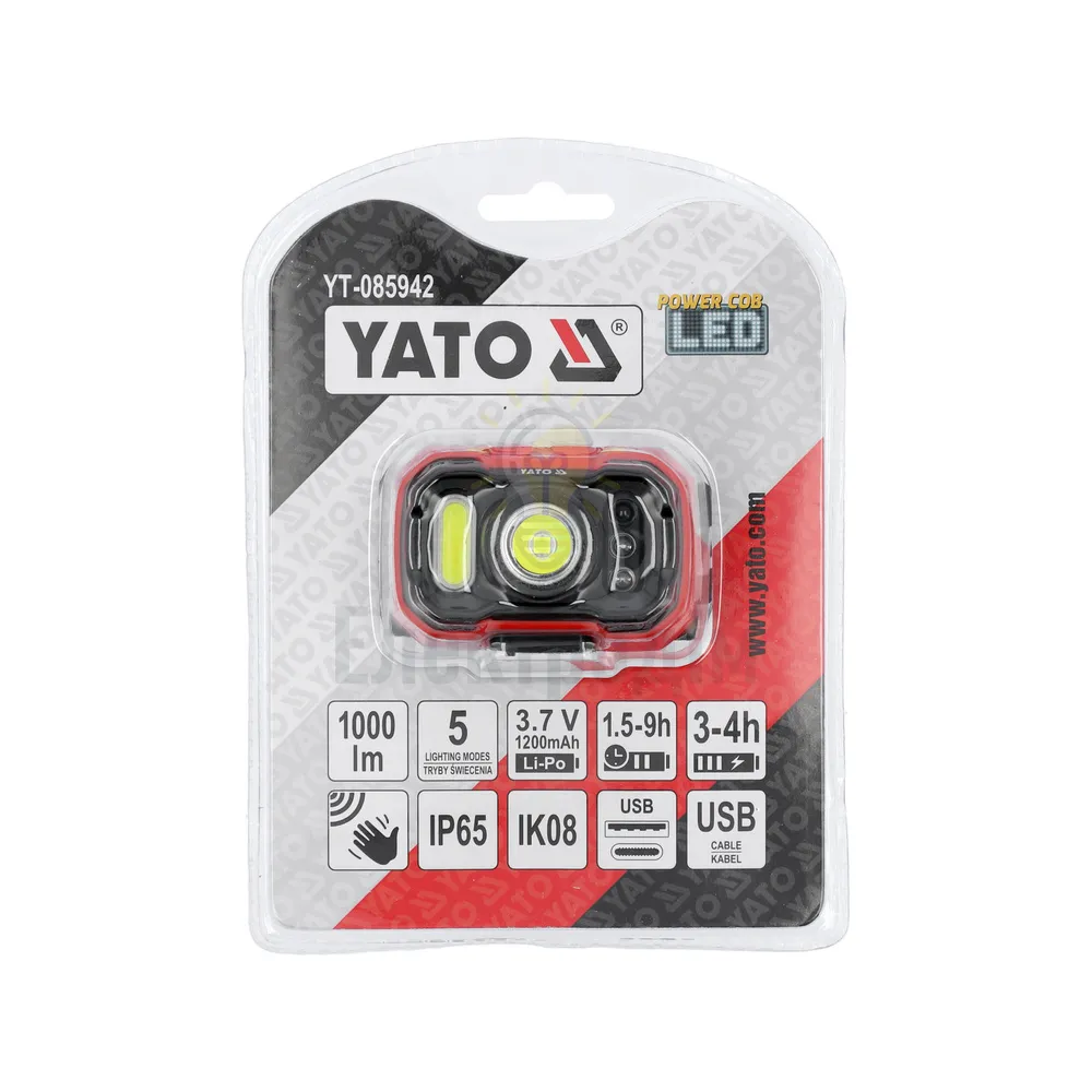 Акумуляторний ліхтар налобний з датчиком руху YATO YT-085942  - фото 1