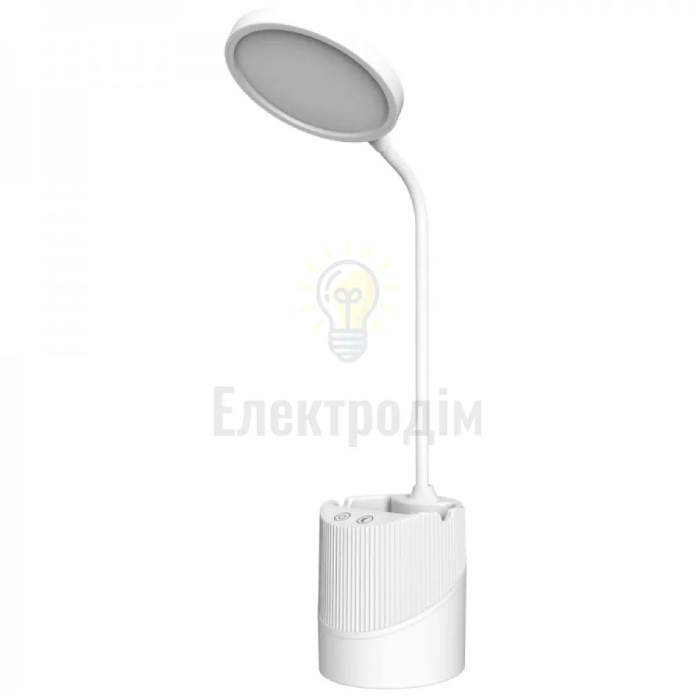 DE1740ARD настільний світильник білий 5W 5000K 240LM , акум. 1200mA, (40.8*8.8*10cm) IP20 80463  - фото 2