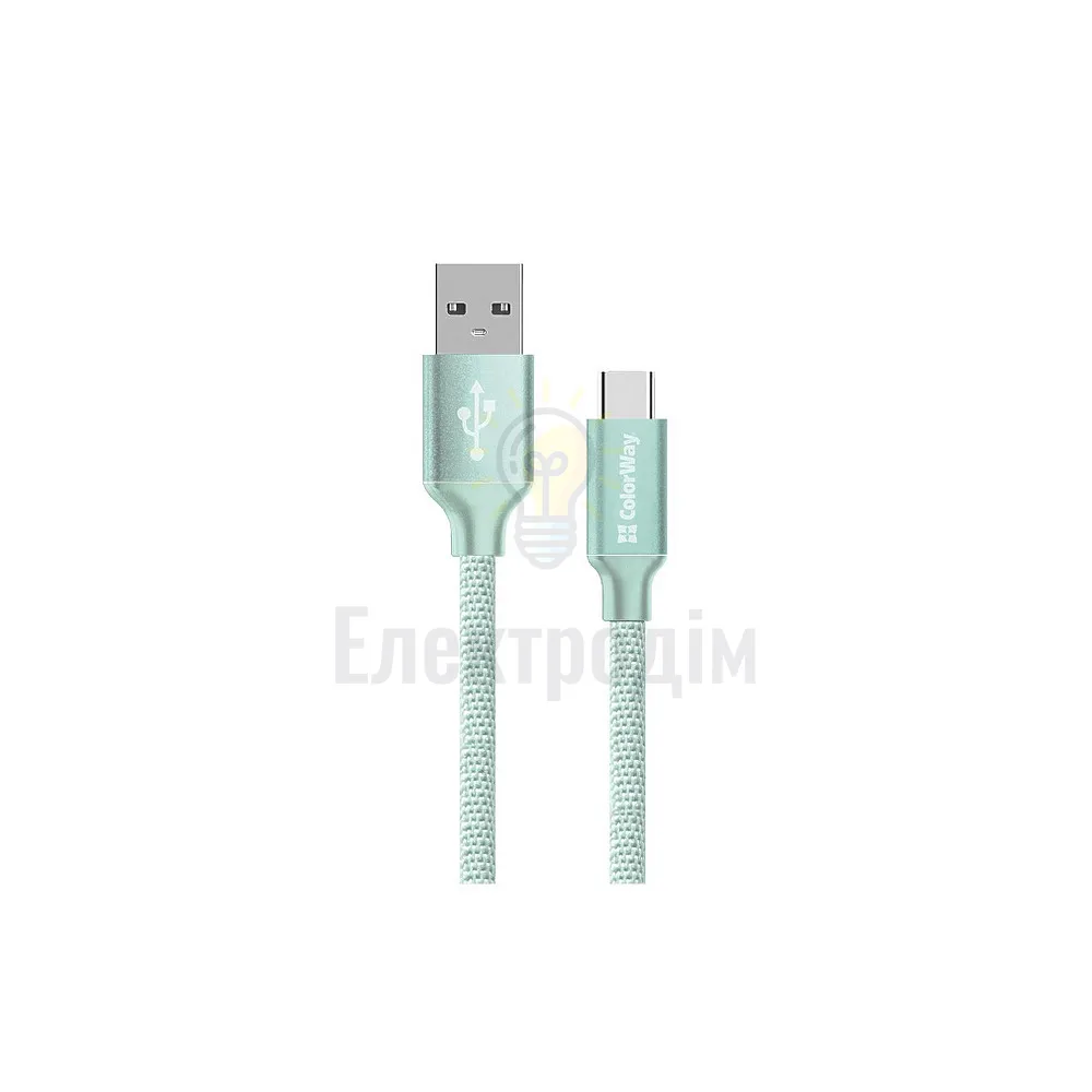 Кабель USB Type-C ColorWay CW-CBUC008-МТ 2,4A 2м мятний CW-CBUC008-MT 