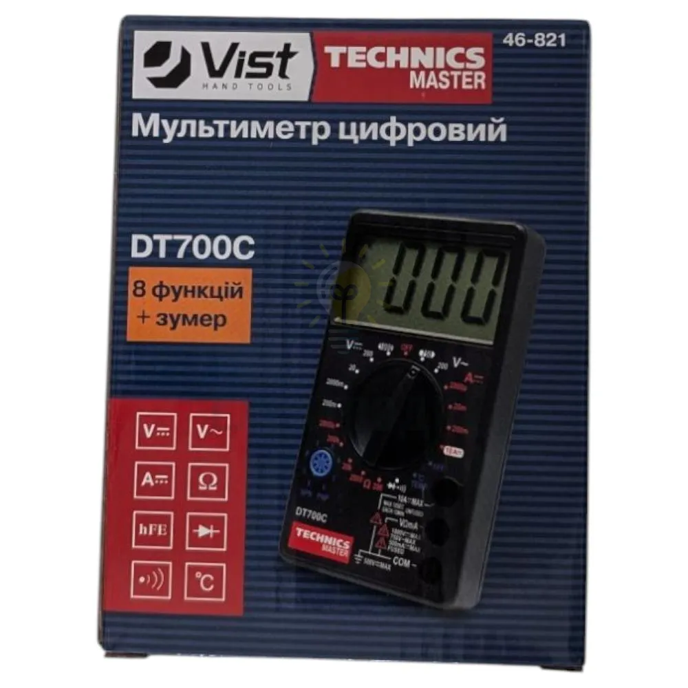 Мультиметр цифровий DT700C, 8 функцій + зумер Technics 46-821  - фото 3