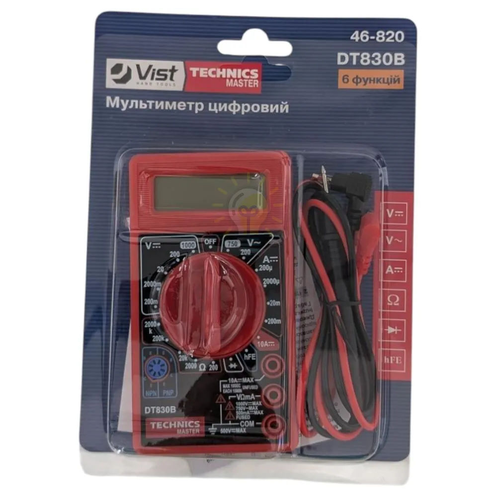 Мультиметр цифровой DT830B, 6 функций Technics 46-820  - фото 3