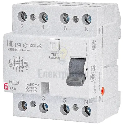 Реле диференційне (ПЗВ) 4р EFI-P4 63/0,1 тип AC (10kA) 2061623 — купити в Електродім