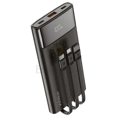 Павербанк 10000 mAh WALKER WB-615 LCD дисплей + кабелі MicroUSB/Type-C/Lightning чорний WB-615 — купити в Електродім
