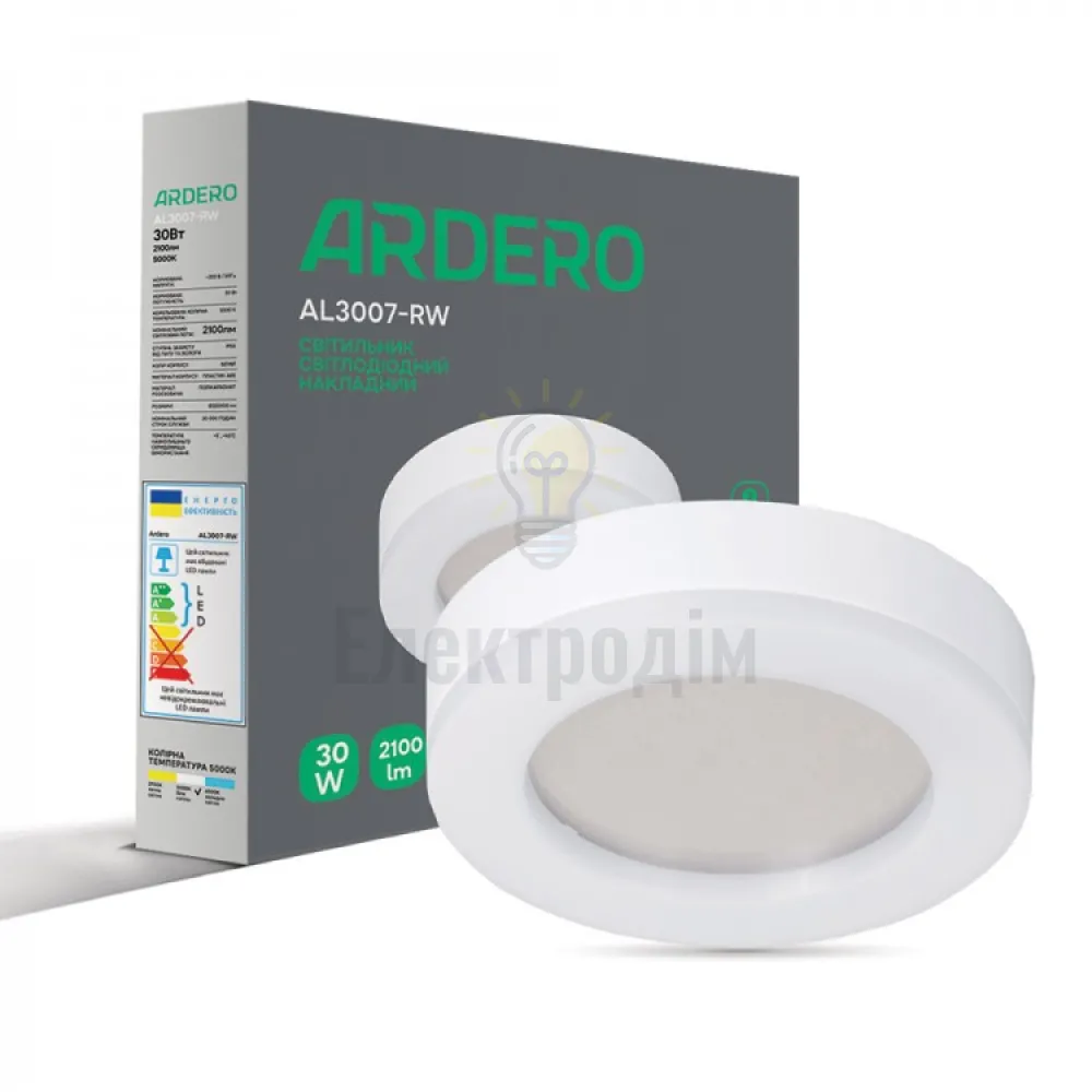 AL3007-RW 30W 5000К IP65, круг, білий, Ф320*50мм 80216 
