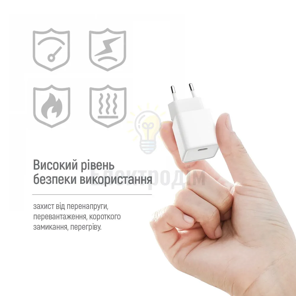 Мережевий зарядний пристрій ColorWay GaN Mini 30W PD Port PPS USB-C білий CW-CHS054PD-WT  - фото 4