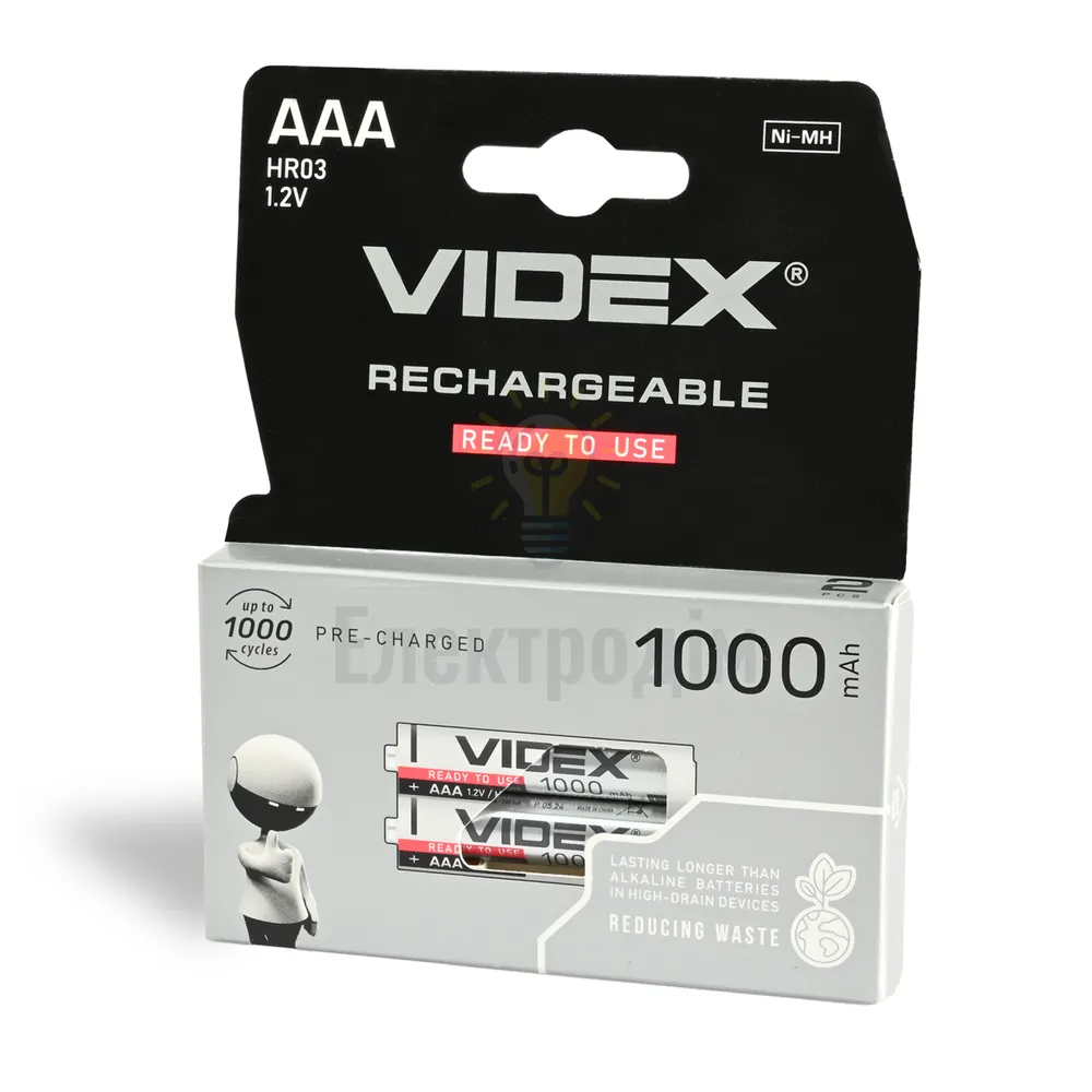 Акумулятори Videx HR03/AAA 1000mAh double blister/2шт HR03/1000/2DB 