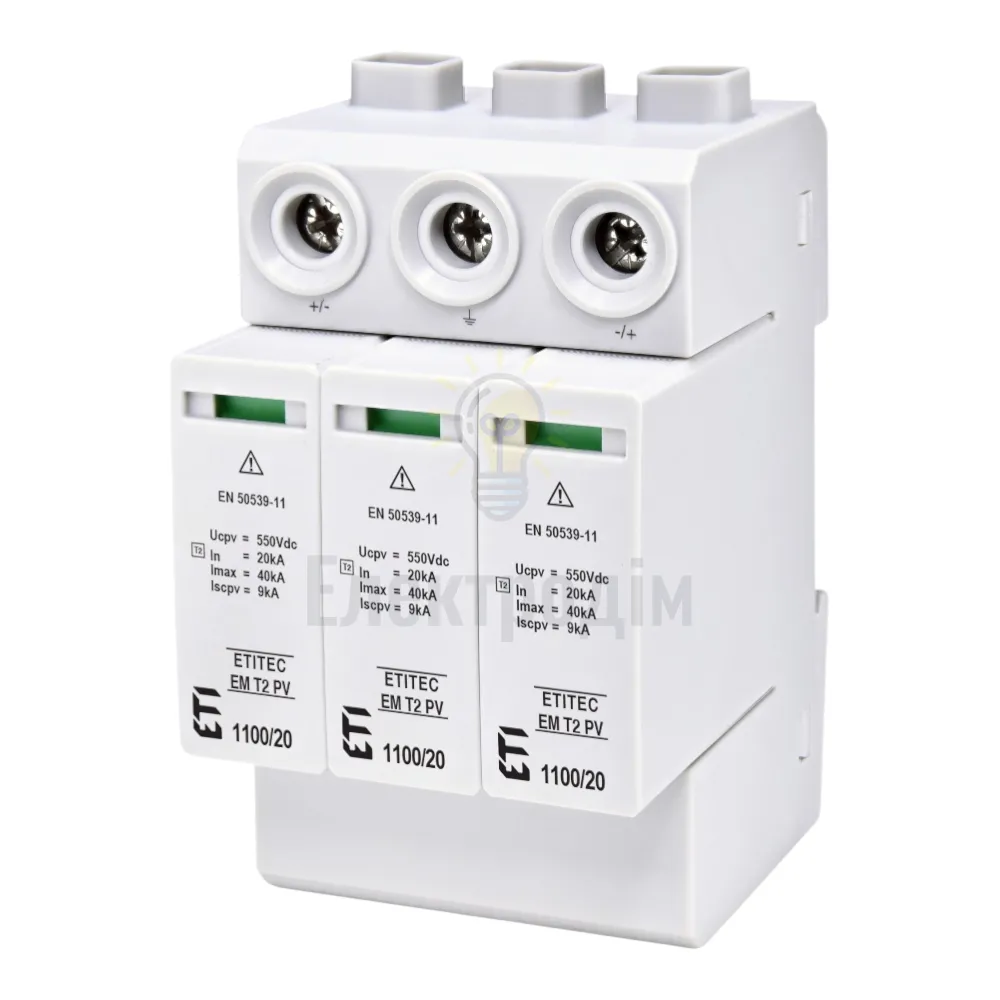 Обмежувач перенапруги ETITEC EM T2 PV 1100/20 Y (для PV систем) 2440623 