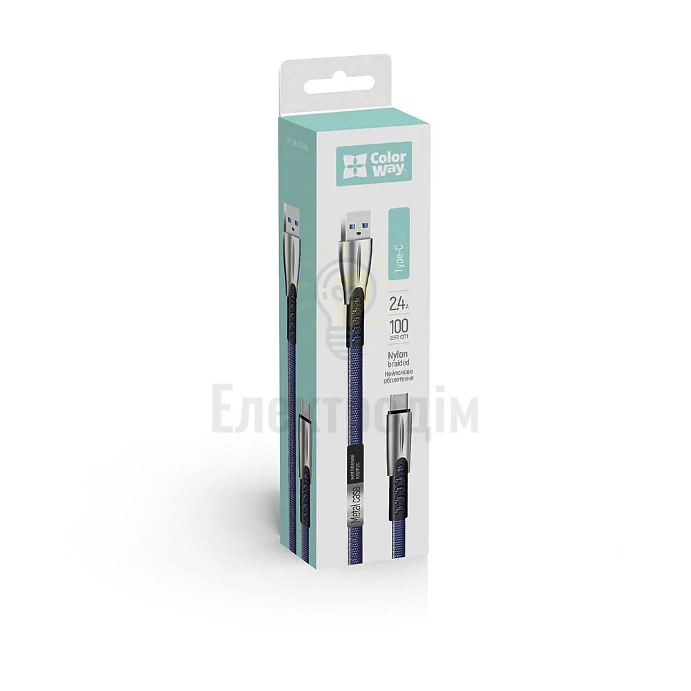 Кабель USB Type-C ColorWay CW-CBUC012-BL 2,4A 1м синій CW-CBUC012-B 