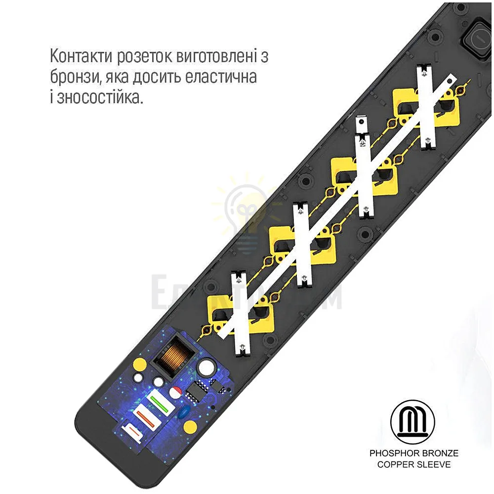 Подовжувач ColorWay Фільтр мережевий 4 розетки/2USB-A/1Type-C 2м чорний CW-CHE432PDB ColorWay CW-CHE432PDB  - фото 1