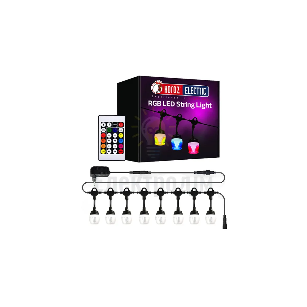 Гірлянда вулична світлодіодна вологозахищена PARADISE   LED RGB 220V / 24V 24ламп*0.5W  IP44 18м. 300Lm 022-005-0001-010  - фото 2