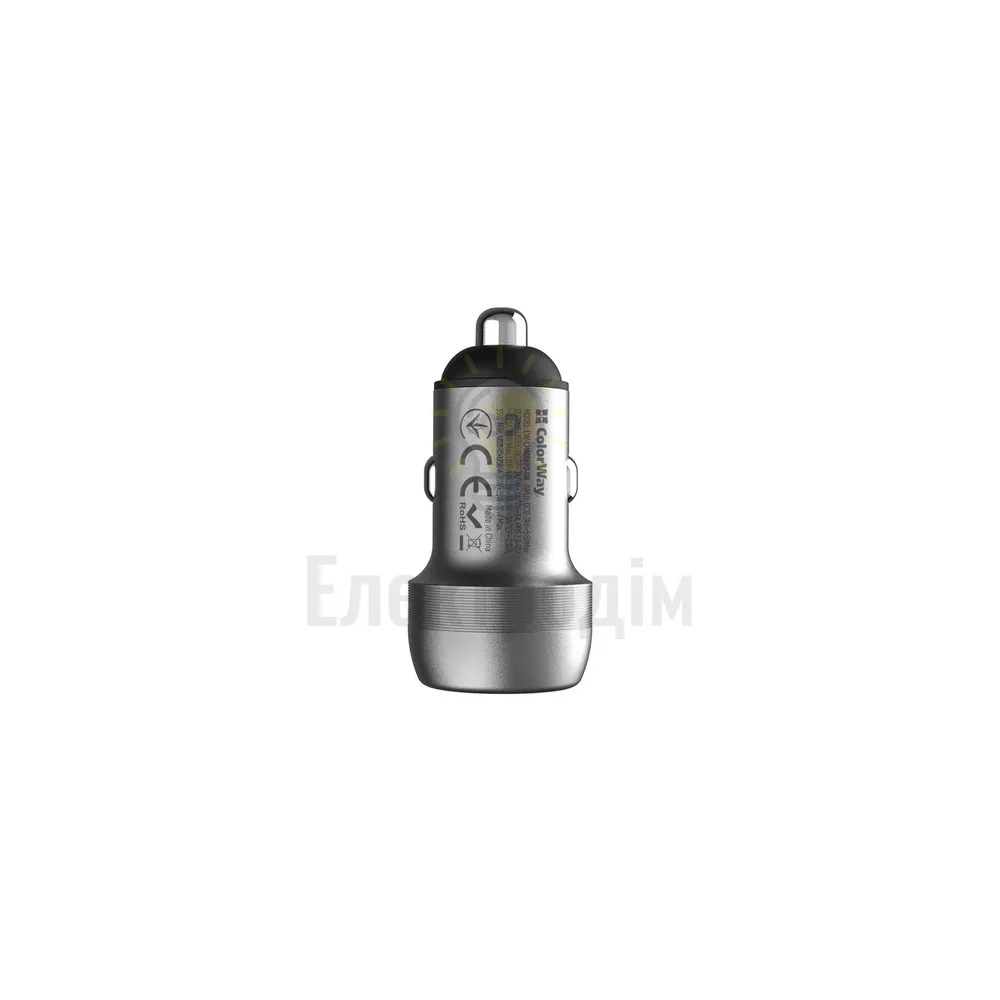 Автомобільний зарядний пристрій ColorWay CW-CHA066PD-GR USB+Type-C 70W QC+PD сірий 98805  - фото 1