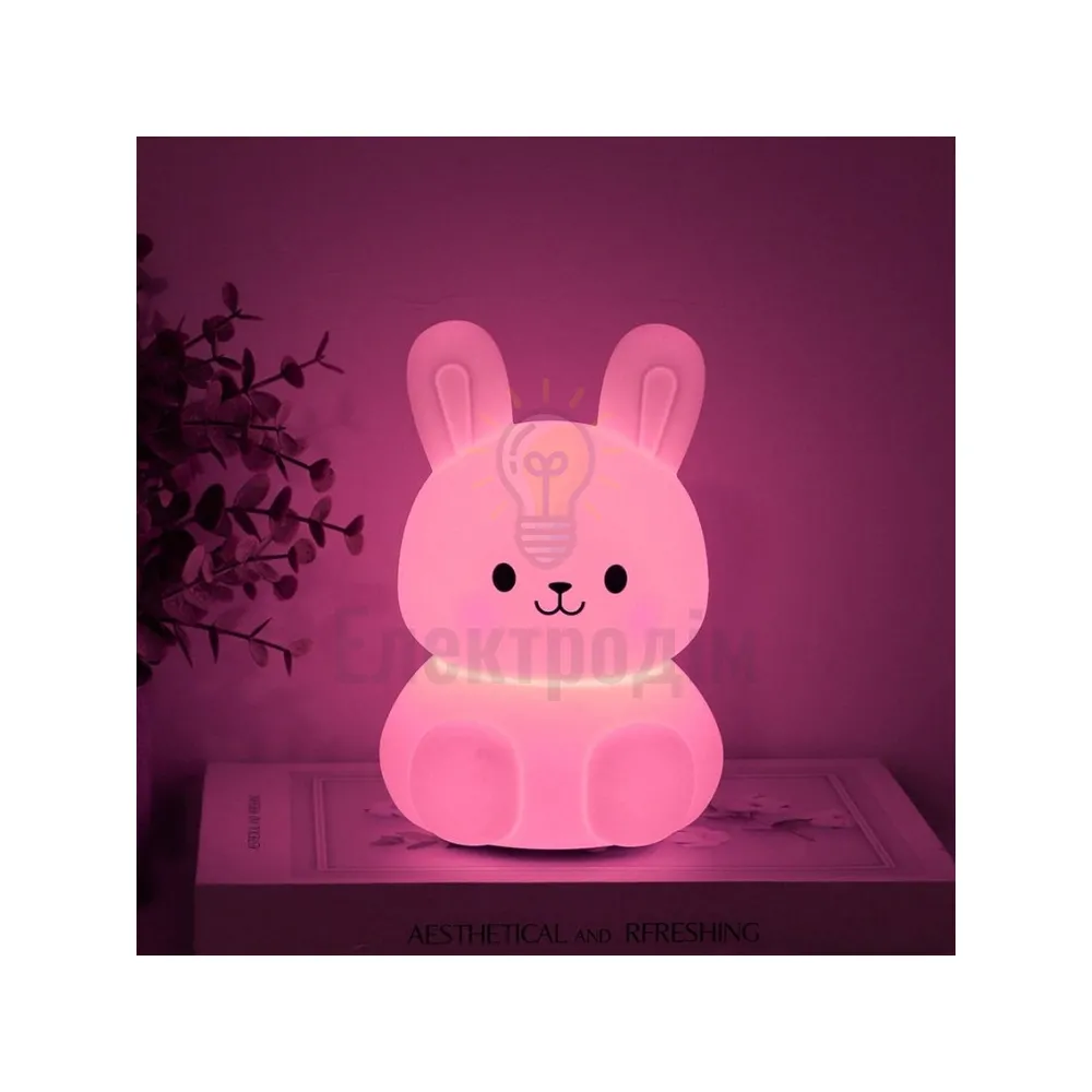Нічник силіконовий SNL-R02ARD зайчик білий RGB 3*ААА 10.1*11.3*14.8cm 80672  - фото 4