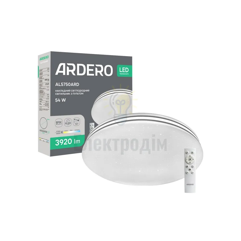 AL5750ARD 54W коло 3920Lm 2700-6500K 380*70mm SILVER 80696 