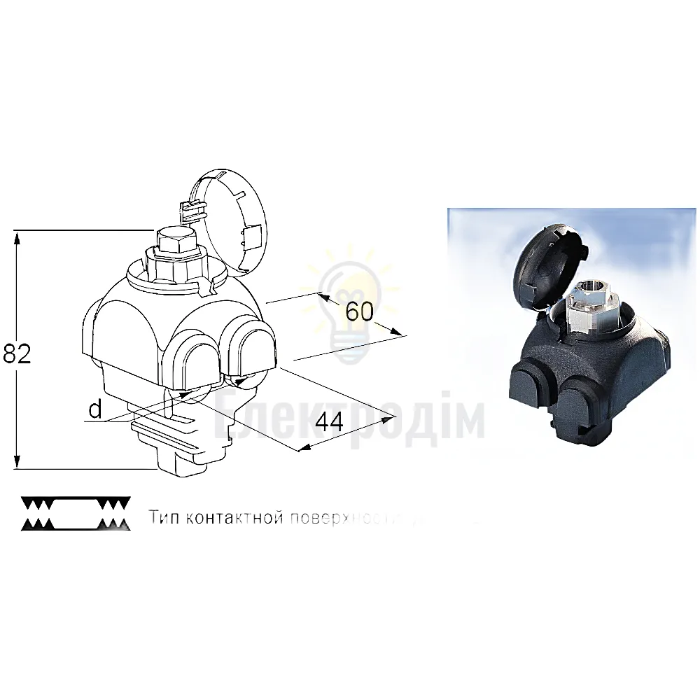 Затискач проколюючий Ensto SLIP12.1 Al/Cu 10-95 мм2/Al/Cu 1,5-50 мм2 