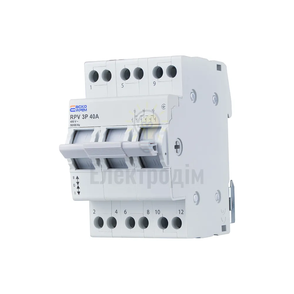 Перемикач Ручний перемикач вводу (І-0-ІІ) RPV 3P 40A A0010220010  - фото 2