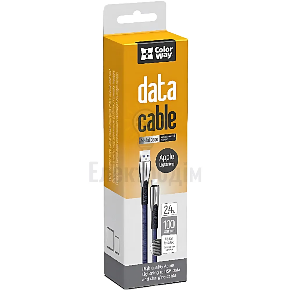 Кабель USB Lightning ColorWay CW-CBUL010-BL 2,4A 1м синій CW-CBUL010-BL 