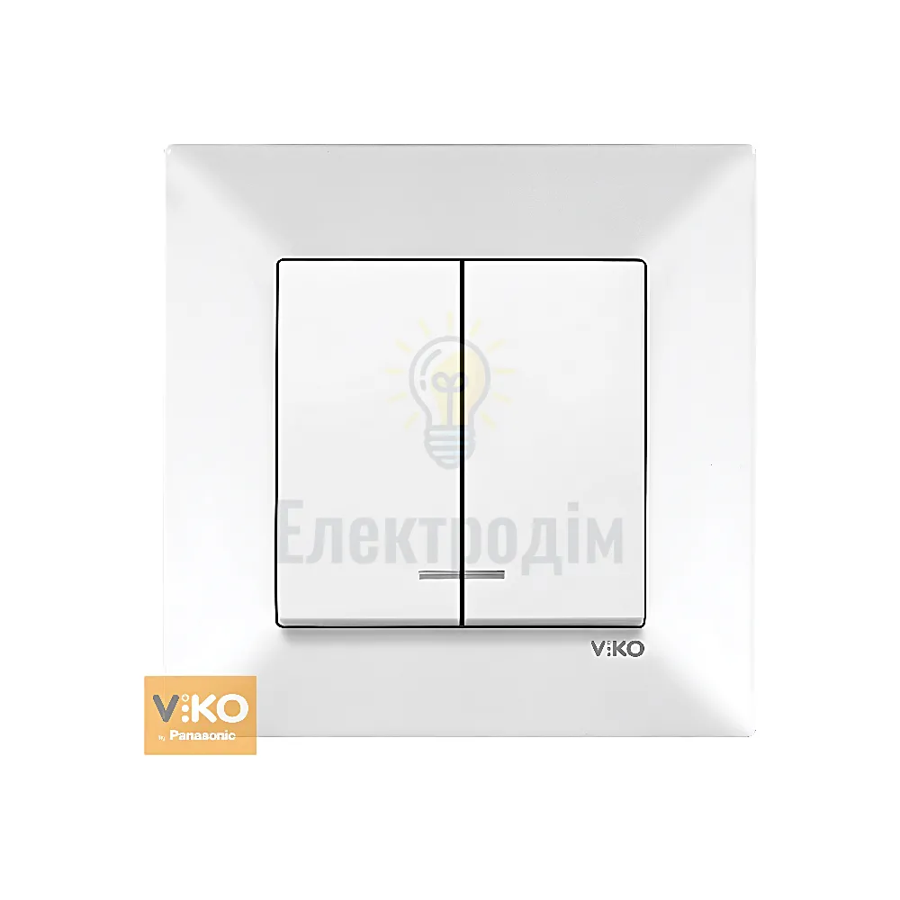 Вимикач 2-кл.  з підсвіткою Viko Meridian Білий 90970050-WH 