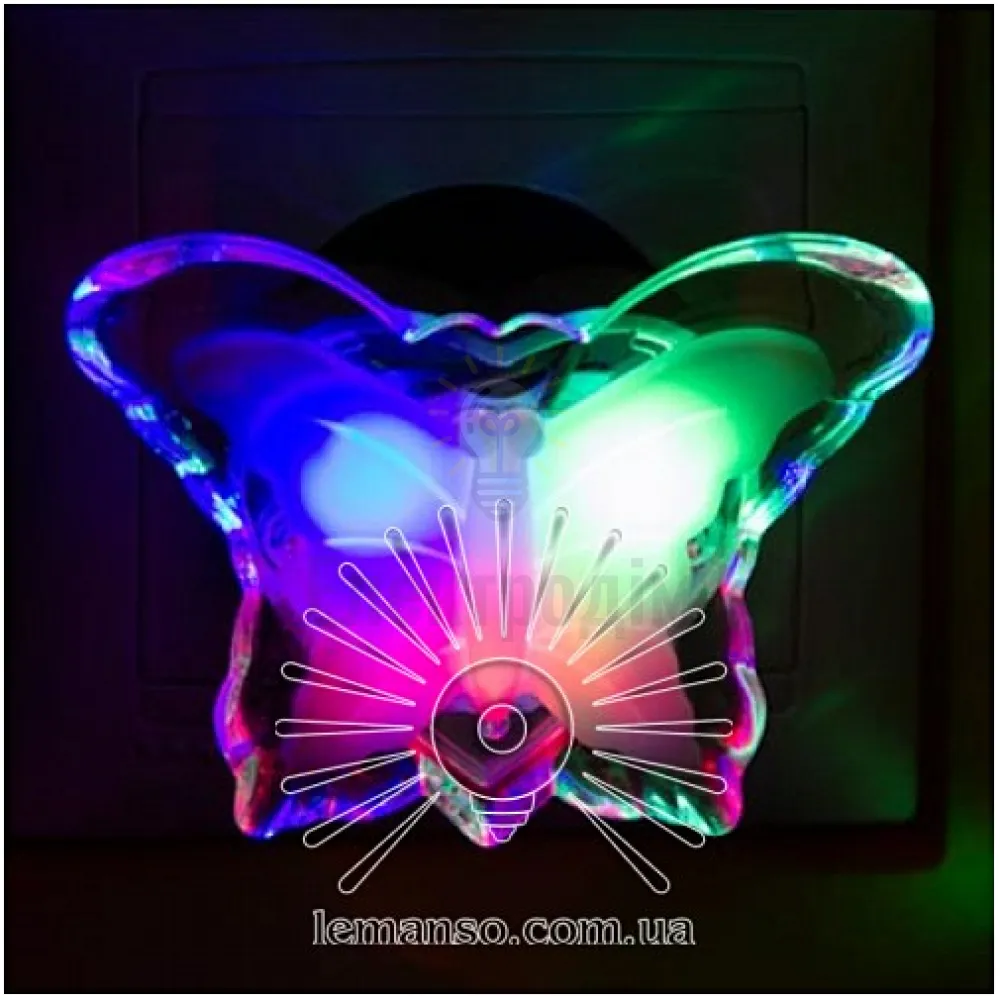 Нічник Lemanso метелик 3 LED Мультікольоровий NL105 