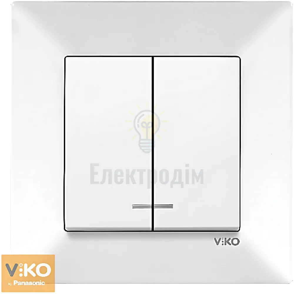 Вимикач 2-кл.  з підсвіткою Viko Meridian Білий 90970050-WH 